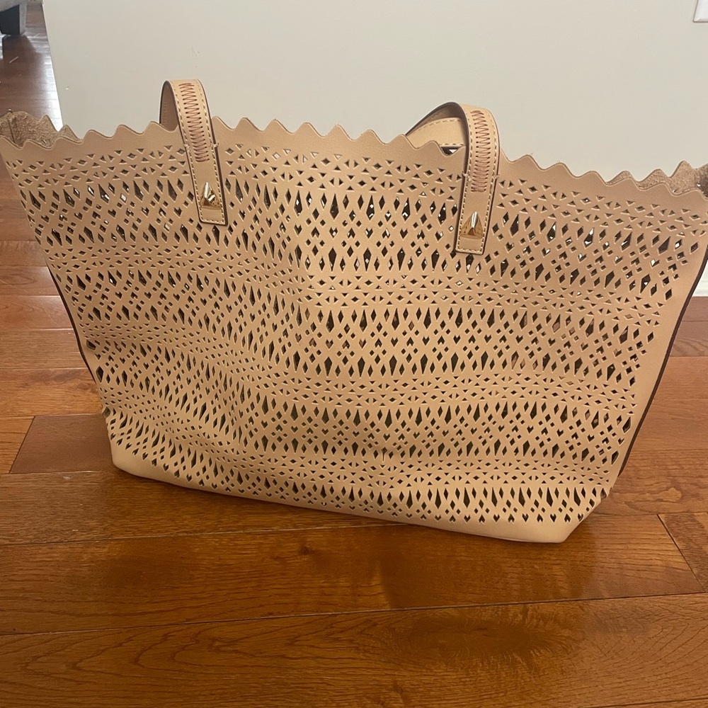 Stella & Dot  Tan Perforated Tote Bag